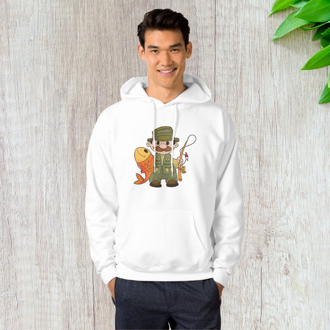 Cartoon Fisherman with Big Catch Funny Fishing  Hoodie (Creator Uploaded)