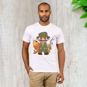 Cartoon Fisherman with Big Catch Funny Fishing  T-Shirt