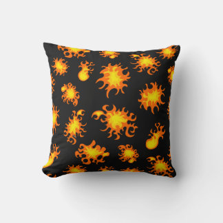 Cartoon Flames on Black Cool Firefighter Cushion