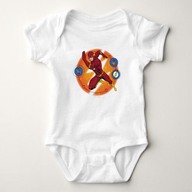 Cartoon Flash Laboratory Running Graphic Baby Bodysuit (Front)