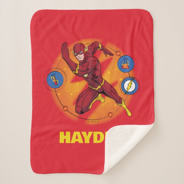 Cartoon Flash Laboratory Running Graphic Sherpa Blanket (Front)