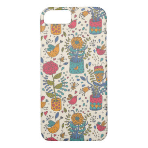 Cartoon floral pattern with birds 2 Case-Mate iPhone case