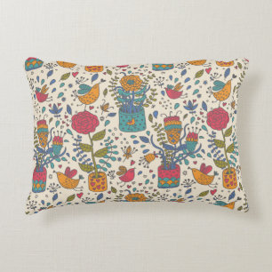 Cartoon floral pattern with birds 2 decorative cushion