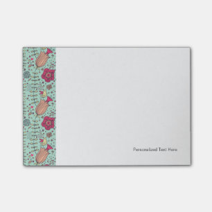 Cartoon floral pattern with birds post-it notes