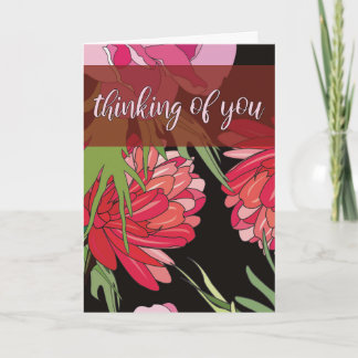 Cartoon Floral Thinking of You Card