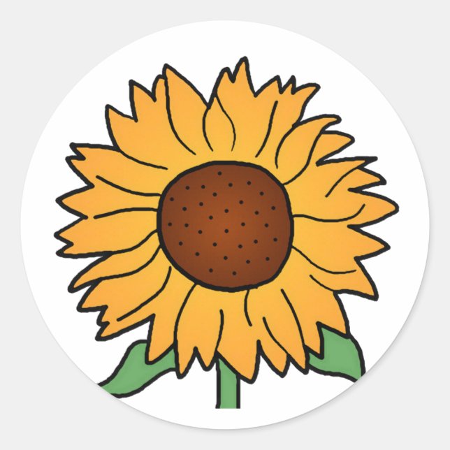 Cartoon Flowers, Summer Floral Sunflower Classic Round Sticker (Front)
