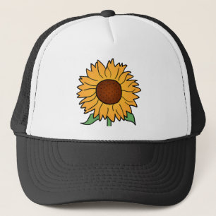 Cartoon Flowers, Summer Floral Sunflower Trucker Hat