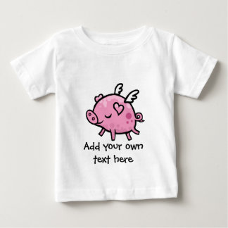 Cartoon Flying pig customizable text Baby T-Shirt