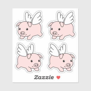 Cartoon Flying Pig - Cute Piglet Wings, Set of 4