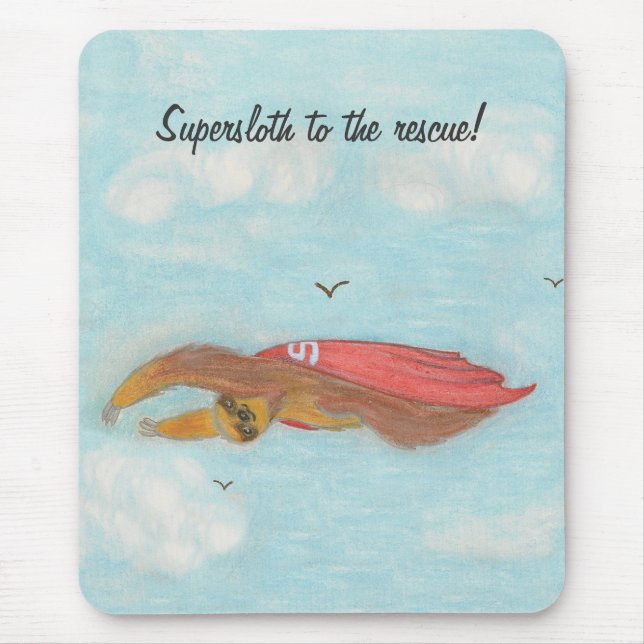 Cartoon flying Supersloth.  Mousepad. Mouse Pad (Front)