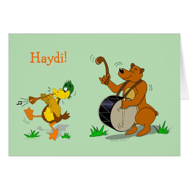 Cartoon Folk Dancing Animals Card Add Your Text (Front Horizontal)