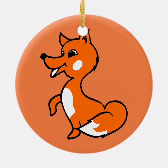Cartoon Fox Ceramic Tree Decoration (Back)