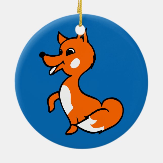 Cartoon Fox Ceramic Tree Decoration (Back)