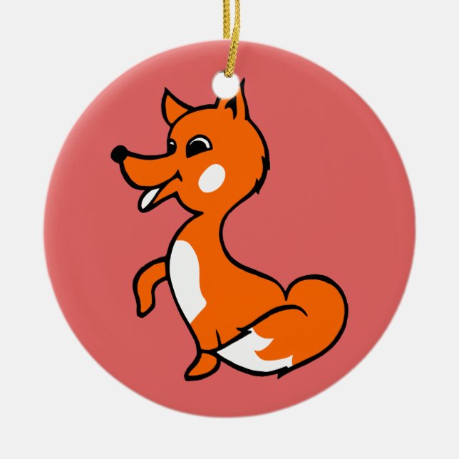 Cartoon Fox Ceramic Tree Decoration (Front)