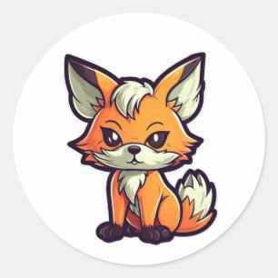 CARTOON FOX CLASSIC ROUND STICKER