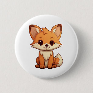 Cartoon fox illustration 6 cm round badge