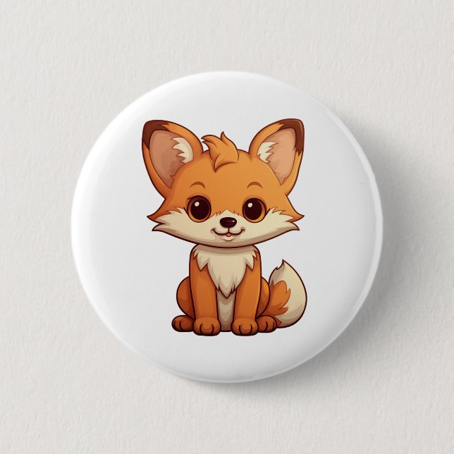 Cartoon fox illustration 6 cm round badge (Front)