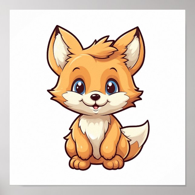 Cartoon fox illustration poster (Front)
