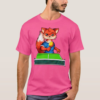 Cartoon Fox Playing Table Tennis T-Shirt