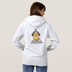 Cartoon Fox Sticker   Mentally on Aeroplane Mode Hoodie