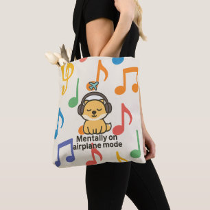 Cartoon Fox Sticker Mentally on Aeroplane Mode Tote Bag