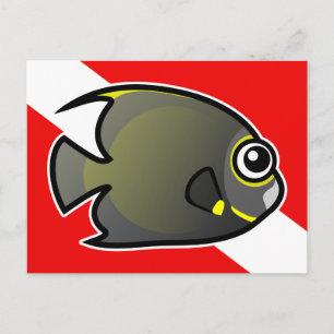 Cartoon French Angelfish Dive Flag Postcard