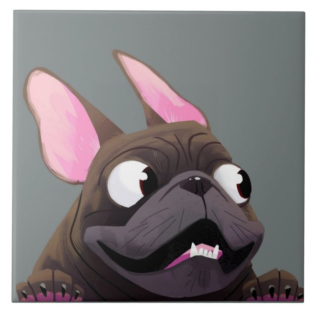 Cartoon French Bulldog Tile (Front)