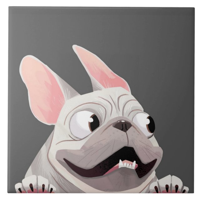 Cartoon French Bulldog Tile (Front)