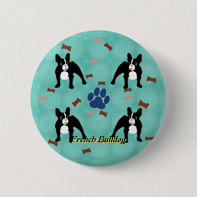 Cartoon Frenchie 6 Cm Round Badge (Front)