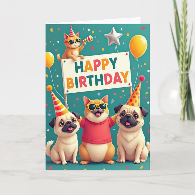 Cartoon Friends Birthday Card (Front)