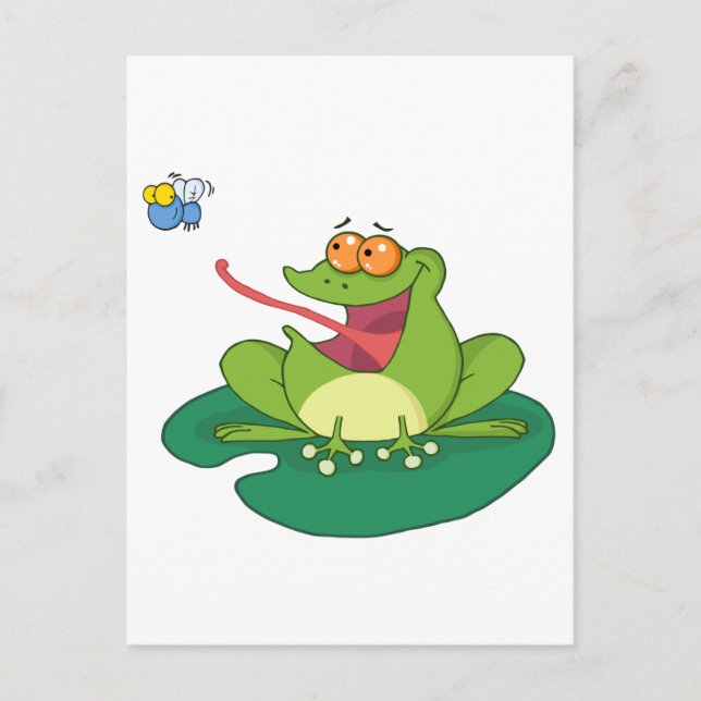 Cartoon Frog Catching Fly Postcard (Front)