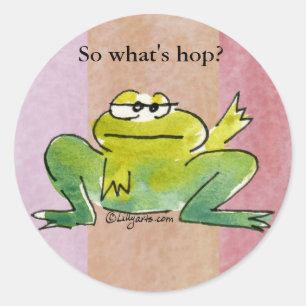 Cartoon Frog Stickers-1 Custom Text Classic Round Sticker