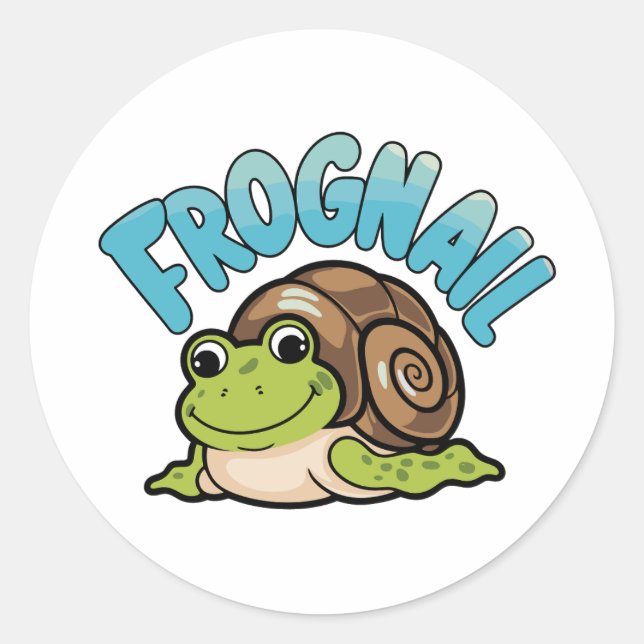 Cartoon Frog with a Snail Shell - Frognail Classic Round Sticker (Front)