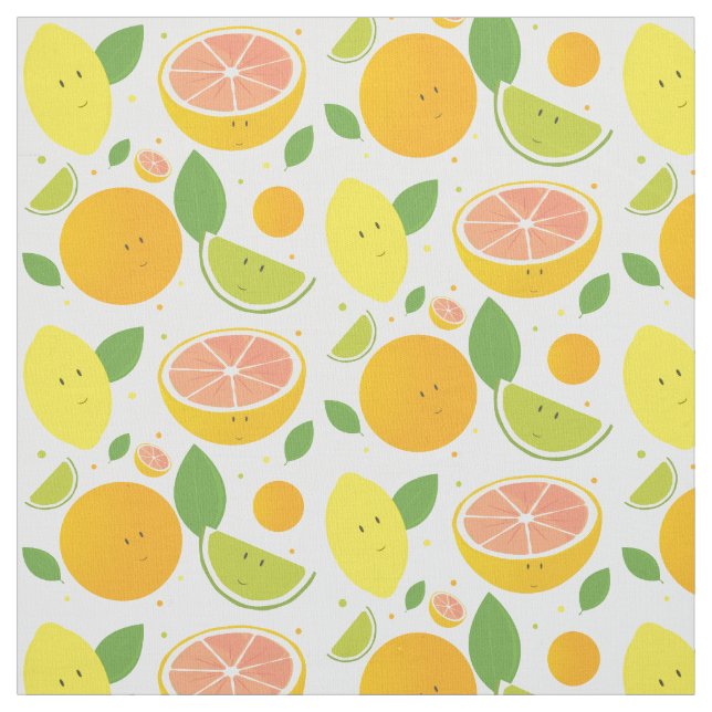 Cartoon Fruit Lemon Lime Grapefruit Orange Citrus Fabric (Swatch)