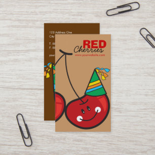 Cartoon Fun Comic Funny Cheeky Red Cherries Cherry Business Card