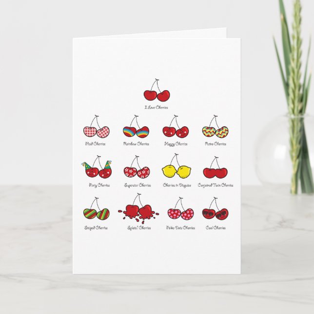 Cartoon Fun Comic Funny Cheeky Red Cherries Cherry Card (Front)