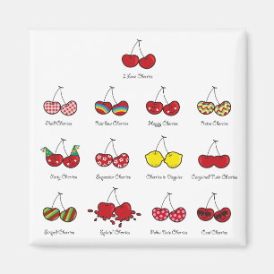 Cartoon Fun Comic Funny Cheeky Red Cherries Cherry Magnet