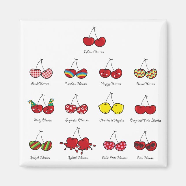 Cartoon Fun Comic Funny Cheeky Red Cherries Cherry Magnet (Front)