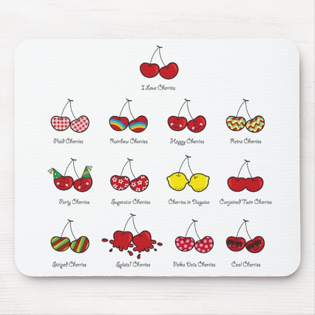 Cartoon Fun Comic Funny Cheeky Red Cherries Cherry Mouse Pad (Front)
