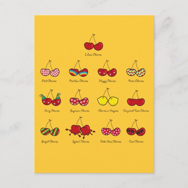 Cartoon Fun Comic Funny Cheeky Red Cherries Cherry Postcard (Front)