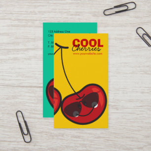 Cartoon Fun & Cool Cheeky Cherries With Sunglasses Business Card