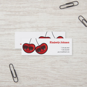 Cartoon Fun & Cool Cheeky Cherries With Sunglasses Mini Business Card