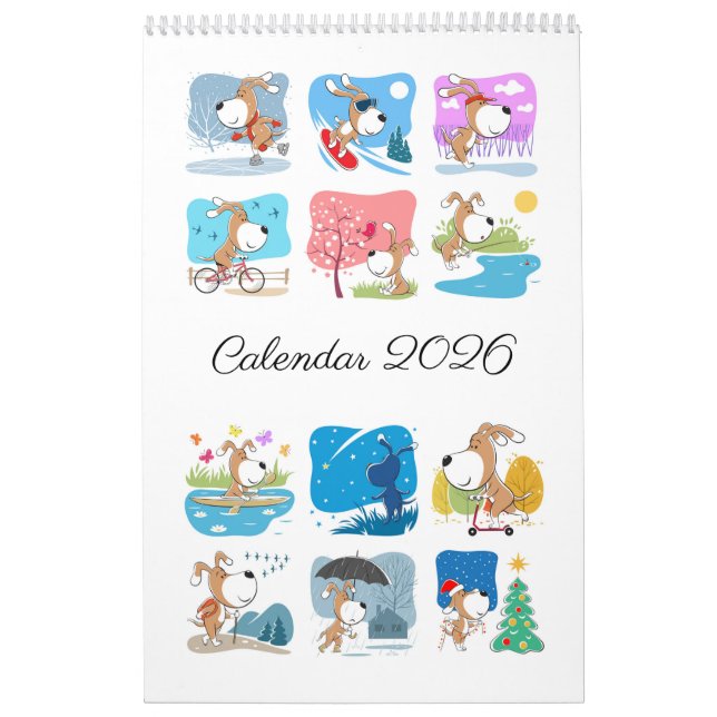 Cartoon Funny Cute Puppy Dog Lover 2026 Calendar (Cover)