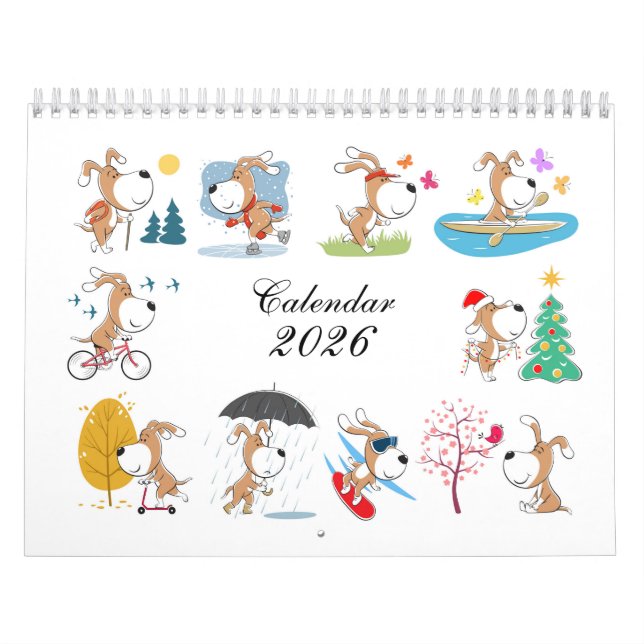 Cartoon Funny Cute Puppy Dog Lover 2026 Calendar (Cover)