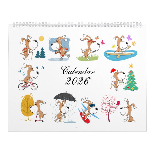 Cartoon Funny Cute Puppy Dog Lover 2026 Calendar (Cover)