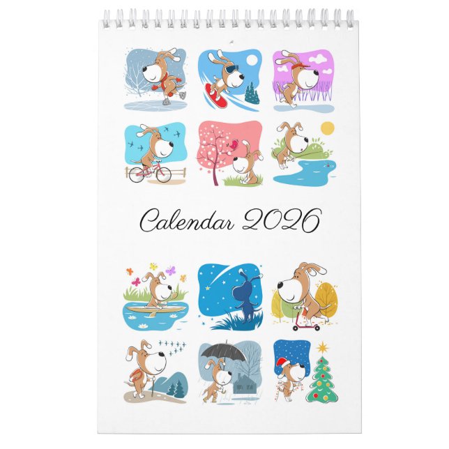 Cartoon Funny Cute Puppy Dog Lover 2026 Calendar (Cover)