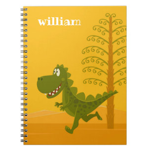 Cartoon Funny Dinosaur Jurassic Woodland Notebook
