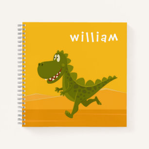 Cartoon Funny Dinosaur Jurassic Woodland Notebook
