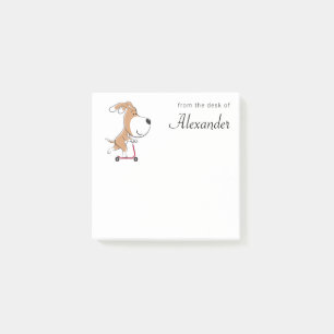 Cartoon Funny Dog Puppy Kick Scooter Kids' Post-it Notes