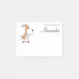 Cartoon Funny Dog Puppy Kick Scooter Kids' Post-it Notes